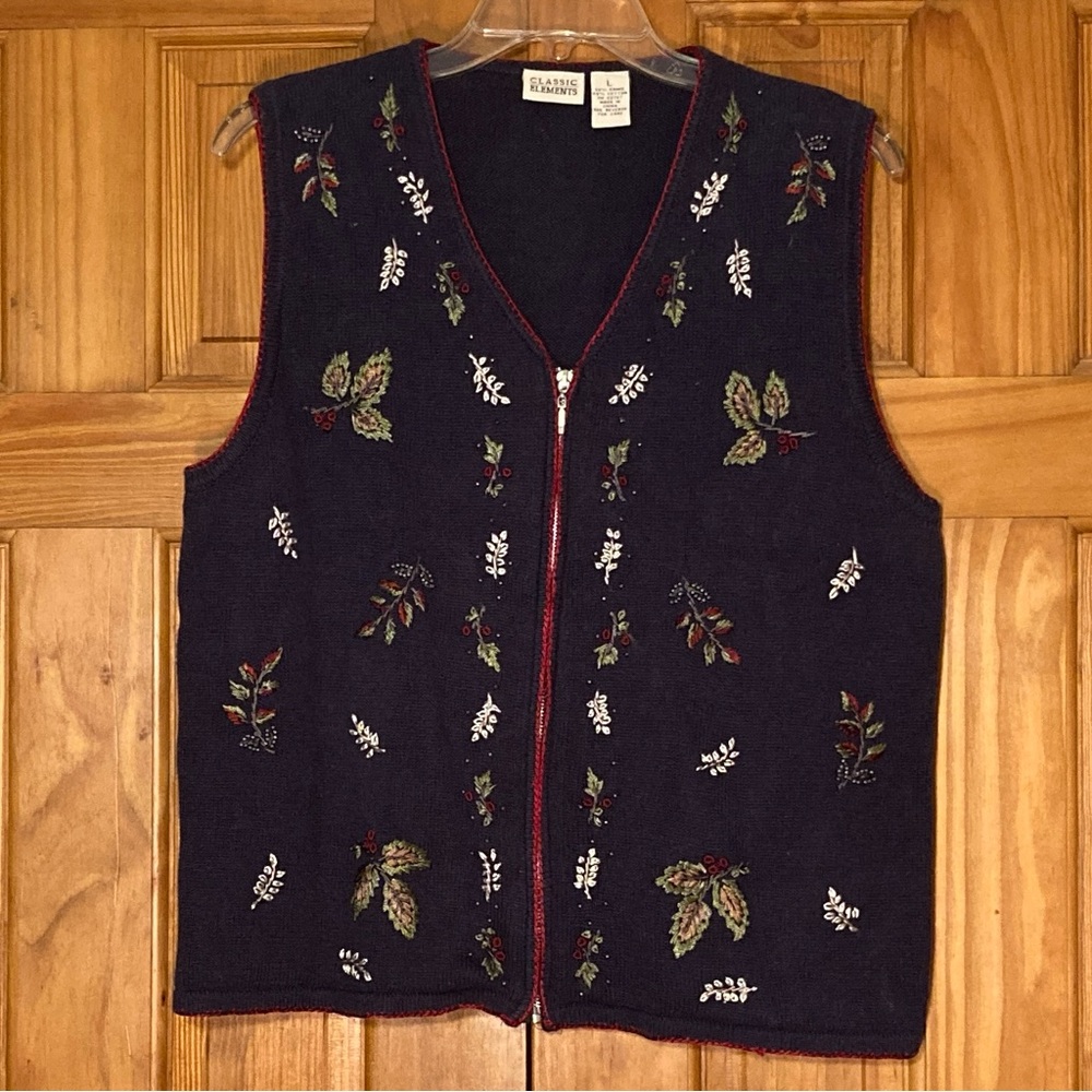 NWOT Classic Elements Vintage 90s Sleeveless Sweater Vest Blue Size L Large